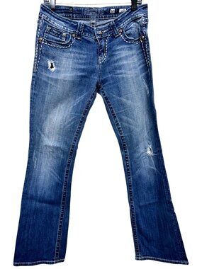 Miss Me Womens Size 30 Distressed‎ Bootcut Blue Jeans